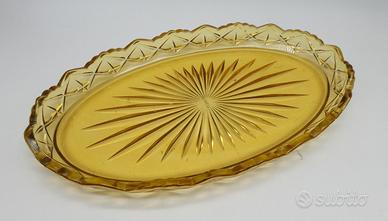 Vassoio vintage in vetro molato Art Déco