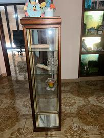Vetrinetta a colonna classica in legno e vetro