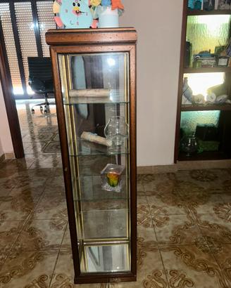 Vetrinetta a colonna classica in legno e vetro