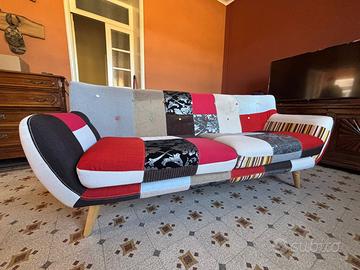 Divano 3 posti in tessuto patchwork