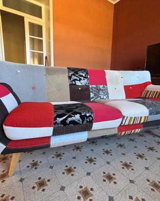 Divano 3 posti in tessuto patchwork