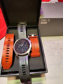 Garmin Fenix 7x Sapphire Solar cinturino in pelle
