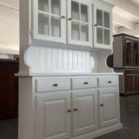 Credenza con vetrina in legno massello bianco
