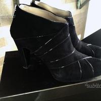 Tronchetto vero cuoio,camoscio nero