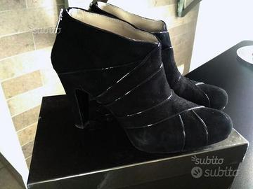 Tronchetto vero cuoio,camoscio nero