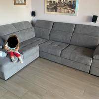 Divano letto angolare con pouf contenitore