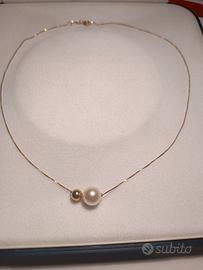 catenina oro giallo 14kt con perla 