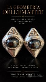 Orecchini argento massiccio e ematite vintage 925