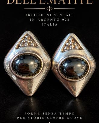 Orecchini argento massiccio e ematite vintage 925