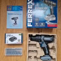 Ferrex trapano a batteria con punte + Batteria 20V