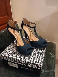 Sandalo tacco alto e plateau blu Primadonna 39