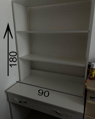 Scrivania moderna con scaffali e cassetto BIANCA