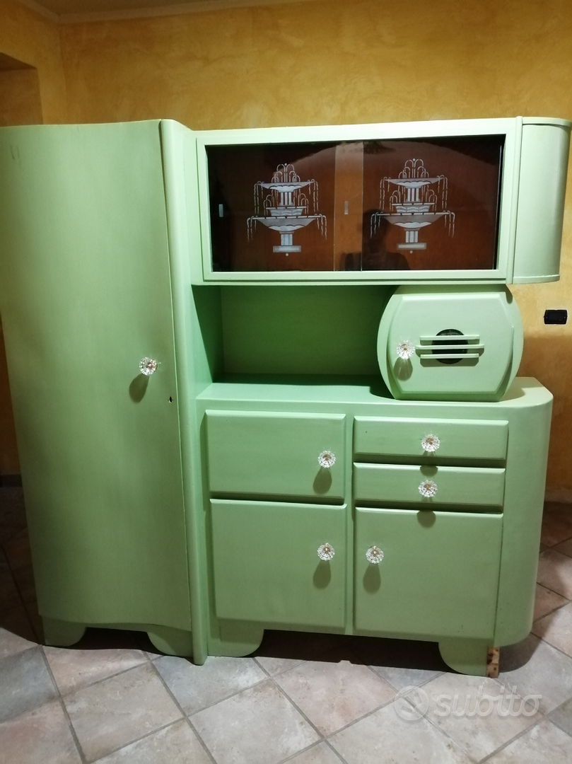 Credenza antica con vetri lavorati originari Arredamento e Casalinghi