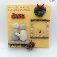 Quadretto handmade natalizio amicizia con sassi