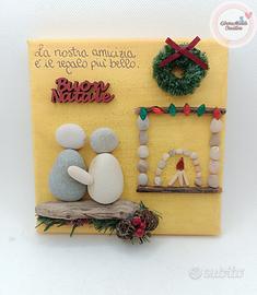 Quadretto handmade natalizio amicizia con sassi