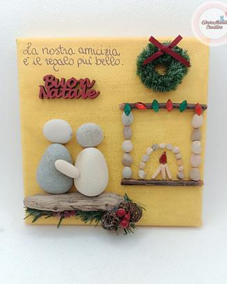 Quadretto handmade natalizio amicizia con sassi