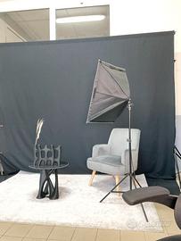 attrezzatura da set fotografico completa con luci