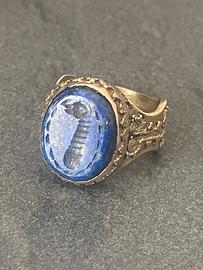 Anello Sigillo in bronzo intaglio in lapislazzuli