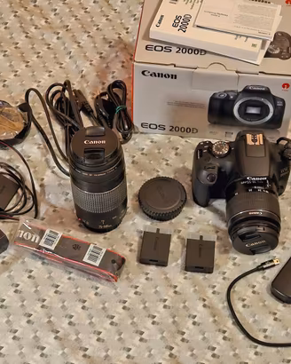 Canon EOS 2000D con mod jack + 18-55mm + 75-300mm