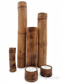 Set 6 Candele Giganti in Vero Bambù Naturale