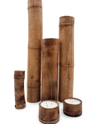 Set 6 Candele Giganti in Vero Bambù Naturale