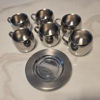 6 tazzine inox con piattino