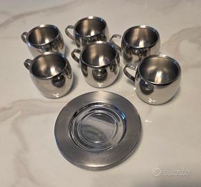 6 tazzine inox con piattino