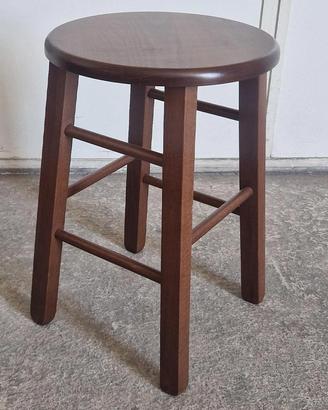 Sgabello noce scuro legno seduta tonda h 47 cm 2