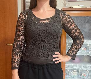 Completo 2 pezzi canotta e blusa in pizzo