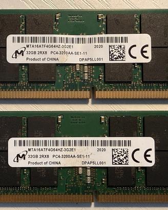 Memoria 2x Micron 32GB DDR4 3200 SODIMM