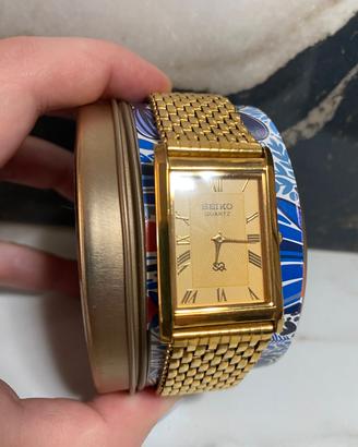 Seiko Vintage Quartz Rettangolare placcato oro 18k