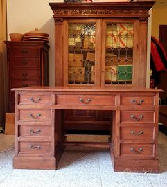 Scrivania massello Teak Tek teac tec cassettiera
