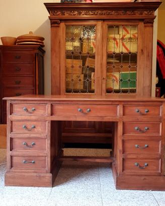 Scrivania massello Teak Tek teac tec cassettiera