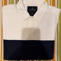 Felpa Polo Ampia Stile Rugby Bianco Hollister