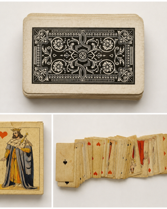 Lotto 4 mazzi di carte da gioco vintage
