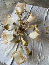 Lampadari stile liberty floreale in ferro battuto