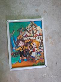Quadro vintage 3D anni 70 di Hansel e Gretel