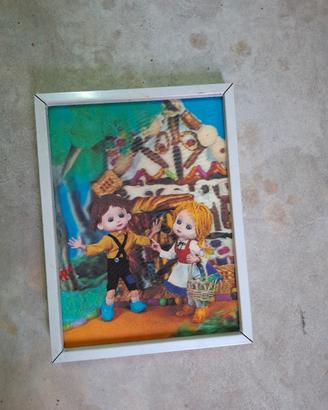 Quadro vintage 3D anni 70 di Hansel e Gretel