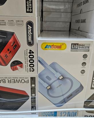 powerbank wireless con cavi incorporati apri e leg