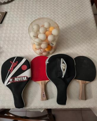 Racchette ping pong con fodero e palline