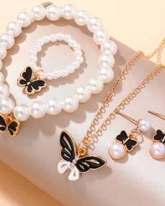 Parure collana bracciale orecchini anello