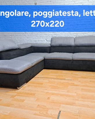 Divano angolare Moderno funz. letto e poggiatesta