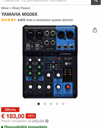 Mixer yamaha mg06x