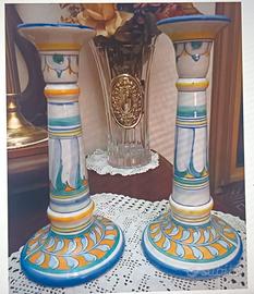 Coppia candelieri Deruta vintage 