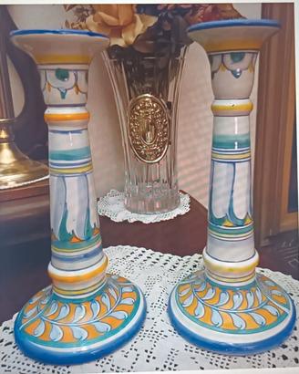 Coppia candelieri Deruta vintage 