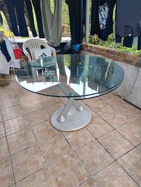 Tavolo di cristallo rotondo di allungabile