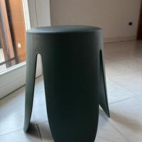 Coppia di sgabelli in polipropilene verde.