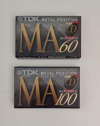 2 Audiocassette TDK MA 100 e MA 60 Metal Sigillate