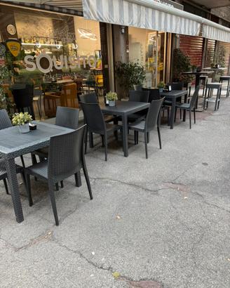 Set 6 Tavoli e  16 sedie bar / giardino in rattan