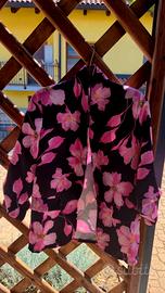 Blazer donna leggero floreale nero rosa – Taglia L